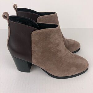 Lands’ End Suede Ankle Bootie with Stacked Heel